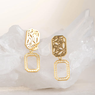 Orchid Pavé Octagon Drop Earrings