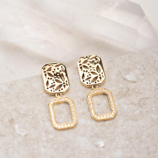 Orchid Pavé Octagon Drop Earrings