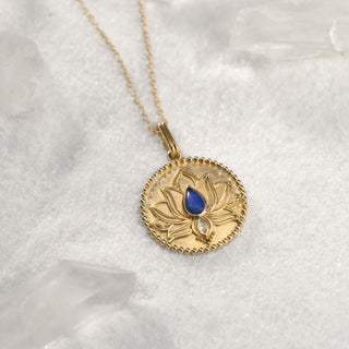 Lotus Lapis Circle Pendant Charm