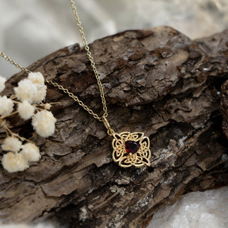 Dara Knot Garnet Pendant Necklace