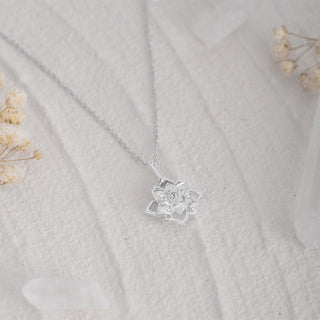 Lotus White Topaz Pendant Necklace