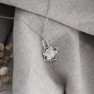 Lotus White Topaz Pendant Necklace