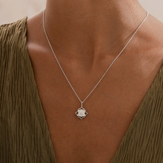 Lotus White Topaz Pendant Necklace