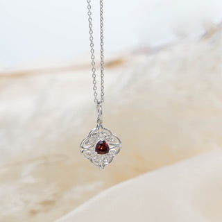 Dara Knot Garnet Pendant Necklace