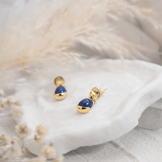 Lotus Lapis Lazuli Drop Earrings