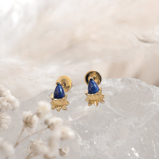 Lotus Lapis Lazuli Stud Earrings