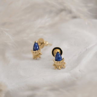 Lotus Lapis Lazuli Stud Earrings