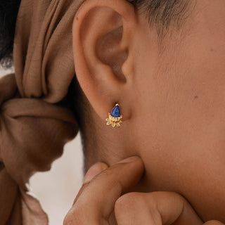 Lotus Lapis Lazuli Stud Earrings