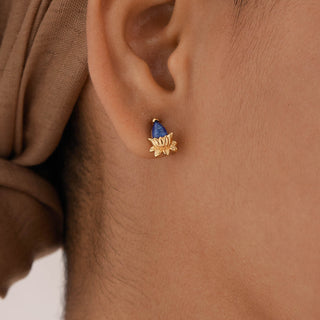 Lotus Lapis Lazuli Stud Earrings