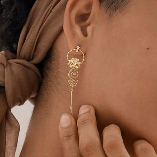 Lotus Unalome Drop Earrings