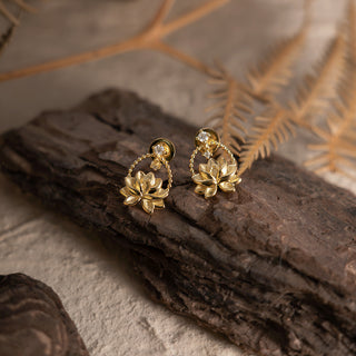 Lotus Unalome Stud Earrings