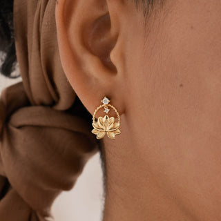 Lotus Unalome Stud Earrings