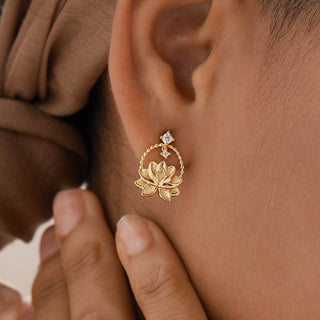 Lotus Unalome Stud Earrings