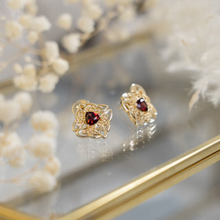 Dara Knot Garnet Stud Earrings