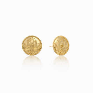 Lotus Beaded Signet Stud Earrings