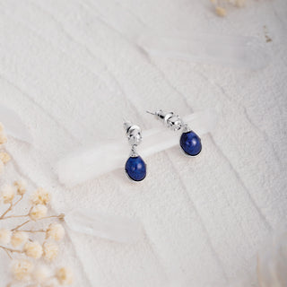 Lotus Lapis Lazuli Drop Earrings