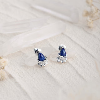 Lotus Lapis Lazuli Stud Earrings