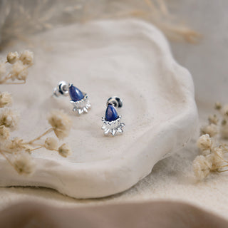 Lotus Lapis Lazuli Stud Earrings