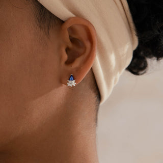 Lotus Lapis Lazuli Stud Earrings