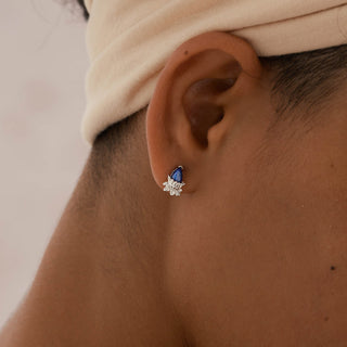 Lotus Lapis Lazuli Stud Earrings