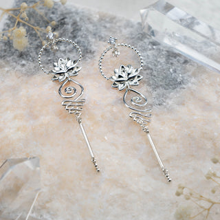 Lotus Unalome Drop Earrings