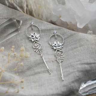 Lotus Unalome Drop Earrings