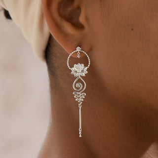 Lotus Unalome Drop Earrings