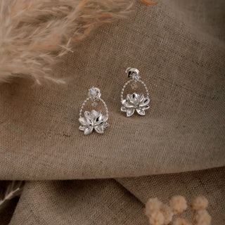 Lotus Unalome Stud Earrings