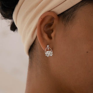 Lotus Unalome Stud Earrings