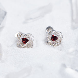 Dara Knot Garnet Stud Earrings