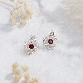 Dara Knot Garnet Stud Earrings