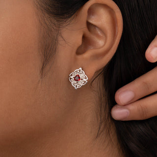 Dara Knot Garnet Stud Earrings