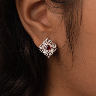 Dara Knot Garnet Stud Earrings