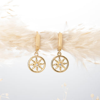 Antler Dharmachakra Charm Hoop Earrings