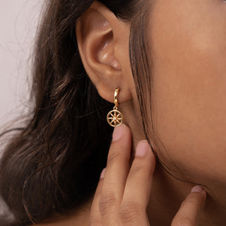 Antler Dharmachakra Charm Hoop Earrings