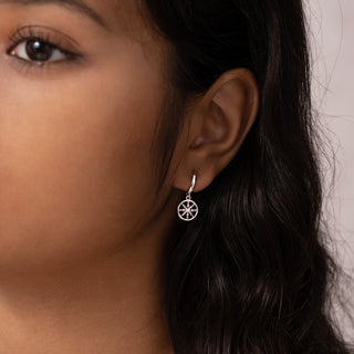 Antler Dharmachakra Charm Hoop Earrings