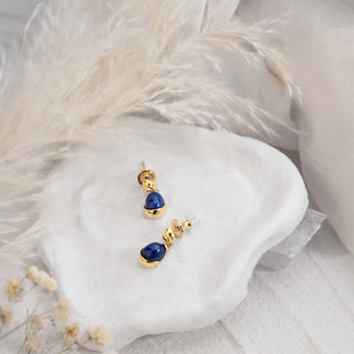 Lotus Lapis Lazuli Drop Earrings