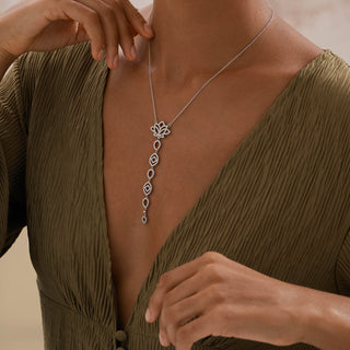 Lotus Pavé Drop Necklace