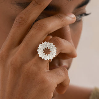 Mandala Open Circle Statement Ring