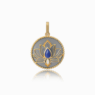 Lotus Lapis Circle Pendant Charm