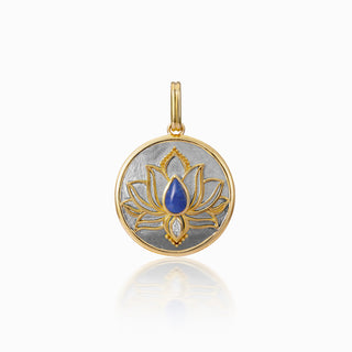 Lotus Lapis Circle Pendant Charm