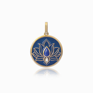 Lotus Lapis Circle Pendant Charm