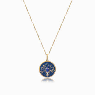 Lotus Lapis Circle Pendant Necklace