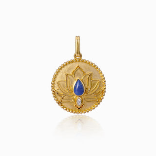 Lotus Lapis Circle Pendant Charm