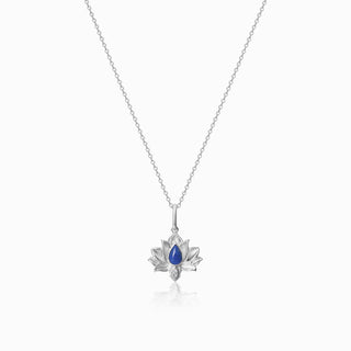 Lotus Lapis Lazuli Pendant Necklace