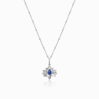 Lotus Lapis Lazuli Pendant Necklace