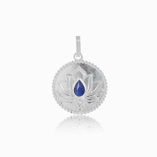 Lotus Lapis Circle Pendant Charm