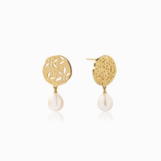 Dangling Pearl Hollow Out Orchid Studs