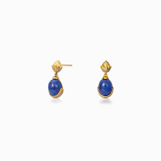 Lotus Lapis Lazuli Drop Earrings