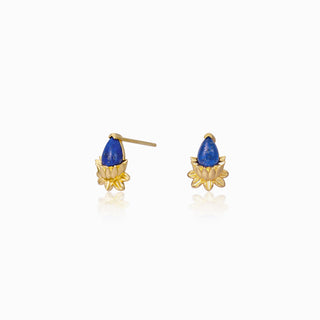 Lotus Lapis Lazuli Stud Earrings